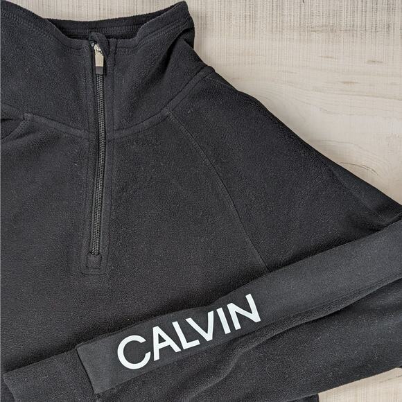 Calvin Klein Performance Black Logo 1/4 Zip Cropped Fleece Top Size Small - Picture 3 of 8